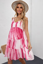 Load image into Gallery viewer, Tie-Dye Frill Trim Spaghetti Strap Dress