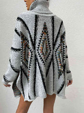 Load image into Gallery viewer, Turtleneck Slit Geometric Sweater