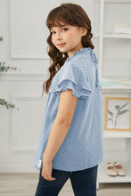 Load image into Gallery viewer, Girls Swiss Dot Smocked Flutter Sleeve Blouse