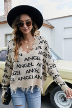 Load image into Gallery viewer, ANGEL Distressed V-Neck Dropped Shoulder Sweater
