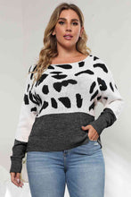 Load image into Gallery viewer, Plus Size Leopard Round Neck Long Sleeve Sweater