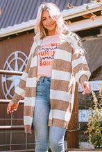 Load image into Gallery viewer, Striped Open Front Long Sleeve Cardigan