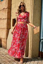 Load image into Gallery viewer, Printed Tie Back Cropped Top and Maxi Skirt Set