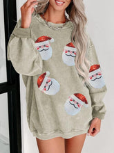 Load image into Gallery viewer, Sequin Santa Patch Ribbed Sweatshirt