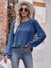 Load image into Gallery viewer, Double Take Long Flounce Sleeve Round Neck Blouse