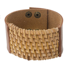 Load image into Gallery viewer, Leather &amp; Rattan Cuff bracelet