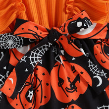 Load image into Gallery viewer, Round Neck Ruffle Trim Halloween Theme Dress