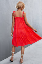 Load image into Gallery viewer, Tie-Shoulder Frill Trim Sleeveless Dress