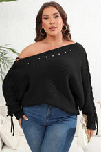 Load image into Gallery viewer, Plus Size One Shoulder Beaded Sweater