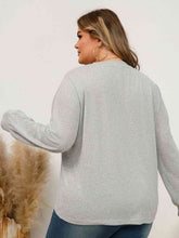 Load image into Gallery viewer, Plus Size Round Neck Ruched Long Sleeve Top