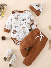 Load image into Gallery viewer, Baby Printed Bodysuit and Waffle-Knit Joggers Set