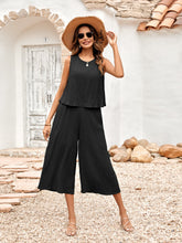 Load image into Gallery viewer, Textured Round Neck Sleeveless Wide Leg Jumpsuit