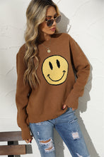 Load image into Gallery viewer, Round Neck Long Sleeve Smily Face Graphic Sweater