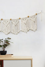 Load image into Gallery viewer, Bead Trim Macrame Fringe Wall Hanging