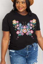 Load image into Gallery viewer, Simply Love Full Size Flower Butterfly Graphic Cotton Tee