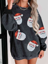 Load image into Gallery viewer, Sequin Santa Patch Ribbed Sweatshirt