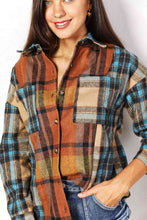 Load image into Gallery viewer, Double Take Plaid Curved Hem Shirt Jacket with Breast Pockets