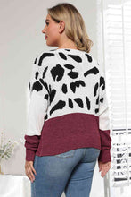 Load image into Gallery viewer, Plus Size Leopard Round Neck Long Sleeve Sweater