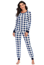Load image into Gallery viewer, Plaid Round Neck Top and Pants Set