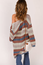 Load image into Gallery viewer, Full Size Striped Long Sleeve Openwork Cardigan