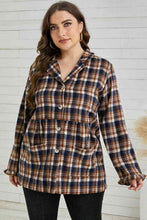 Load image into Gallery viewer, Plus Size Plaid Buttoned Collared Shacket