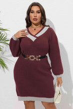 Load image into Gallery viewer, Plus Size Long Sleeve Sweater Dress