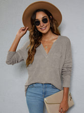 Load image into Gallery viewer, Dropped Shoulder High-Low Waffle-Knit Top