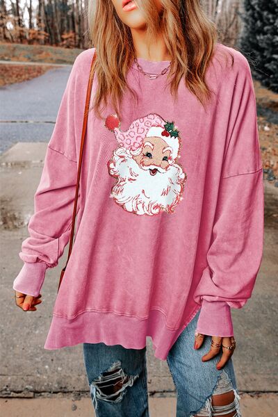 Santa Round Neck Dropped Shoulder Sweatshirt