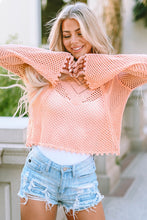 Load image into Gallery viewer, Openwork Round Neck Long Sleeve Knit Top