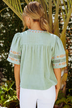 Load image into Gallery viewer, Bohemian Tassel Half Puff Sleeve Top