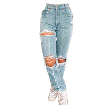 Load image into Gallery viewer, Straight Ripped Mid-Waist Jeans