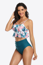 Load image into Gallery viewer, Tropical Print Ruffled Two-Piece Swimsuit