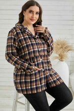 Load image into Gallery viewer, Plus Size Plaid Buttoned Collared Shacket