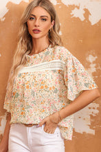 Load image into Gallery viewer, Floral Round Neck Short Sleeve Blouse