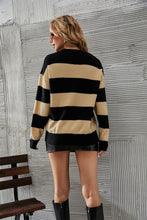 Load image into Gallery viewer, Two-Tone Round Neck Dropped Shoulder Sweater