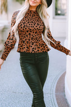 Load image into Gallery viewer, Leopard Smocked Peplum Top