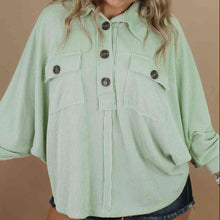 Load image into Gallery viewer, Plus Size Collared Neck Half Button Top