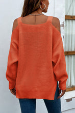 Load image into Gallery viewer, Ribbed Cold Shoulder Long Sleeve Knit Top