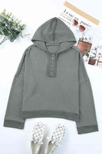 Load image into Gallery viewer, Quarter-Button Exposed Seam Dropped Shoulder Hoodie