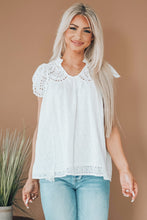 Load image into Gallery viewer, Eyelet Tassel Tie Flutter Sleeve Top