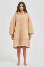 Load image into Gallery viewer, Lantern Sleeve Oversized Hooded Fuzzy Lounge Dress