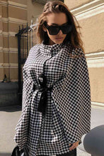 Load image into Gallery viewer, Houndstooth Tie Waist Trench Coat