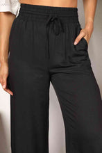 Load image into Gallery viewer, Double Take Drawstring Smocked Waist Wide Leg Pants