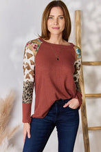 Load image into Gallery viewer, Hailey &amp; Co Full Size Leopard Waffle-Knit Blouse