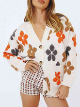 Load image into Gallery viewer, Floral V-Neck Button Up Long Sleeve Cardigan
