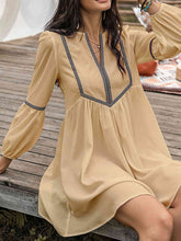 Load image into Gallery viewer, Notched Balloon Sleeve Mini Dress