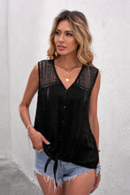Load image into Gallery viewer, Spliced Lace Deep V Tie Hem Tank