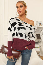 Load image into Gallery viewer, Full Size Two-Tone Boat Neck Sweater