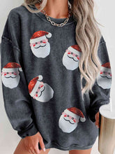 Load image into Gallery viewer, Sequin Santa Patch Ribbed Sweatshirt