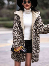 Load image into Gallery viewer, Leopard Hooded Coat with Pockets